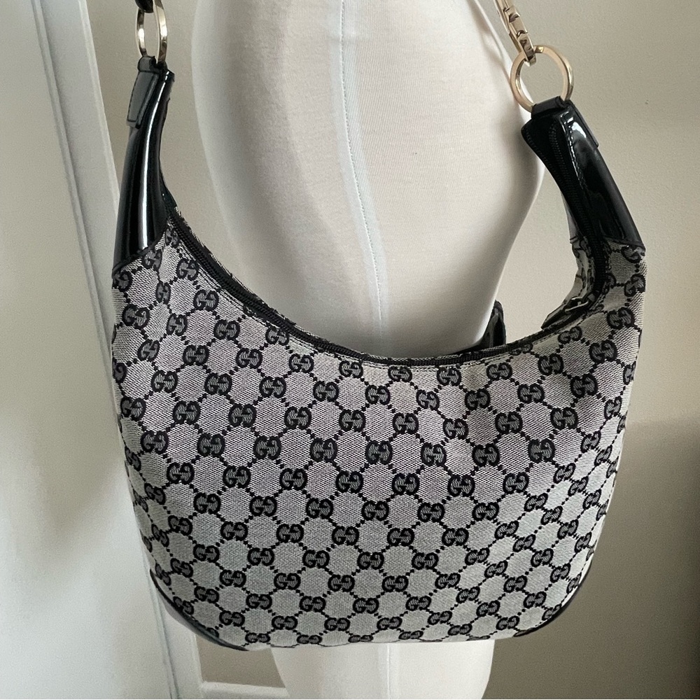 Gucci GG Canvas Shoulder Hobo Bag black/Gray - Picture 6 of 15